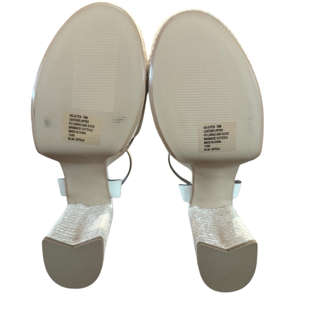 Aqua Gyen Ankle Strap Espadrille Platform Sandals Bone Leather Size 10 - Picture 9 of 10